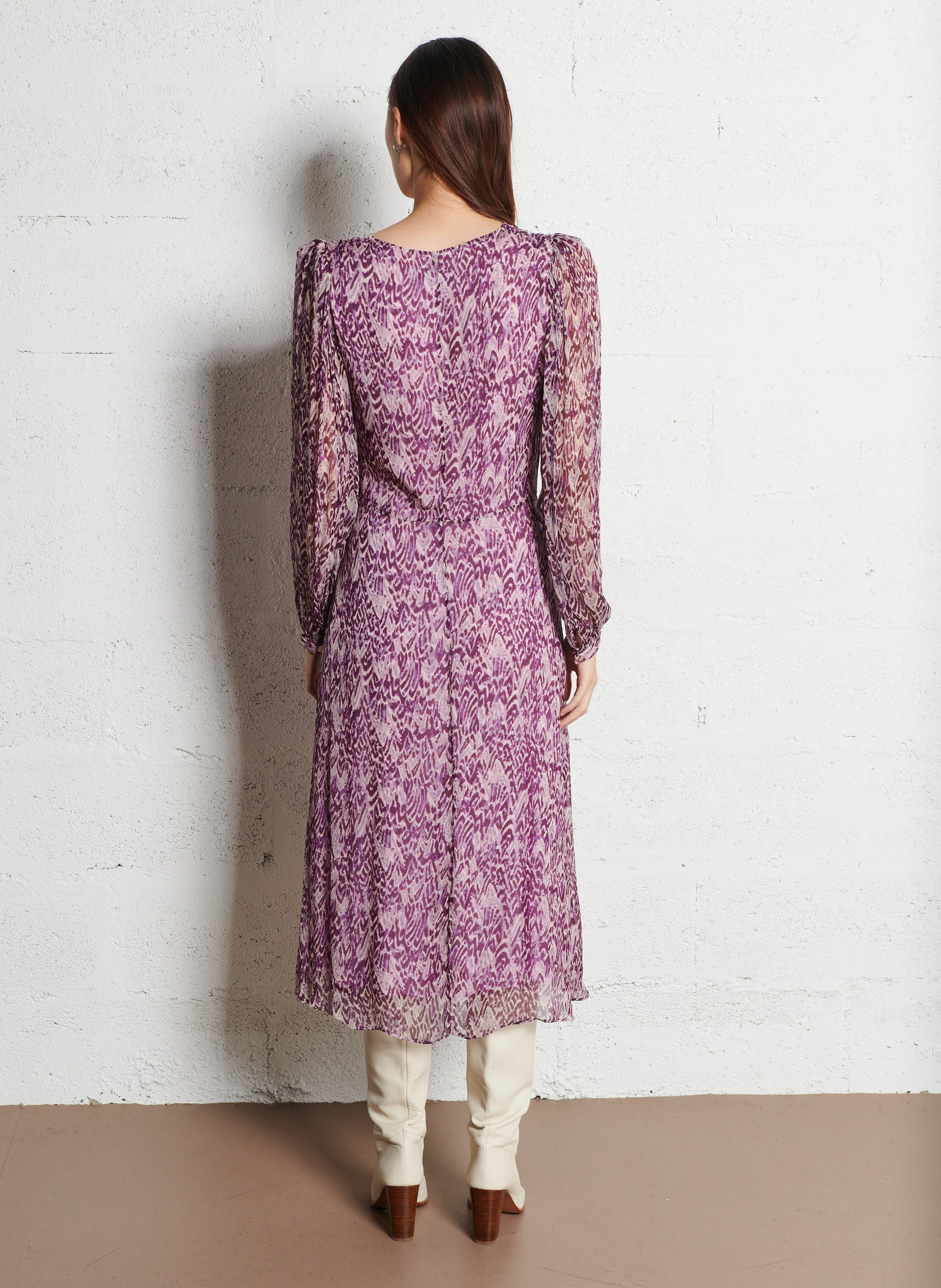 ROMEA - Robe midi col V| Violet