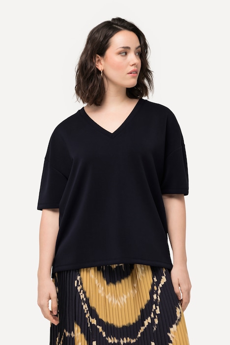 Soft-Sweatshirt, Oversized, V-Ausschnitt, Halbarm