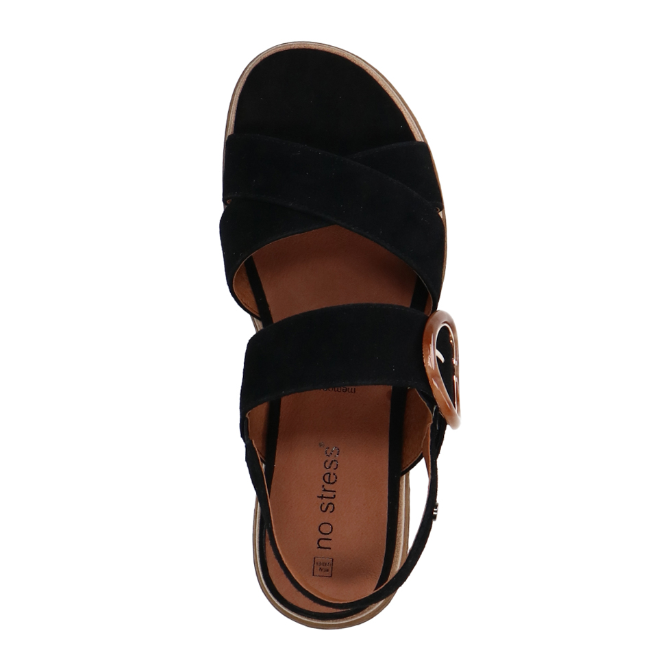 Zwarte leren plateau sandalen met gesp