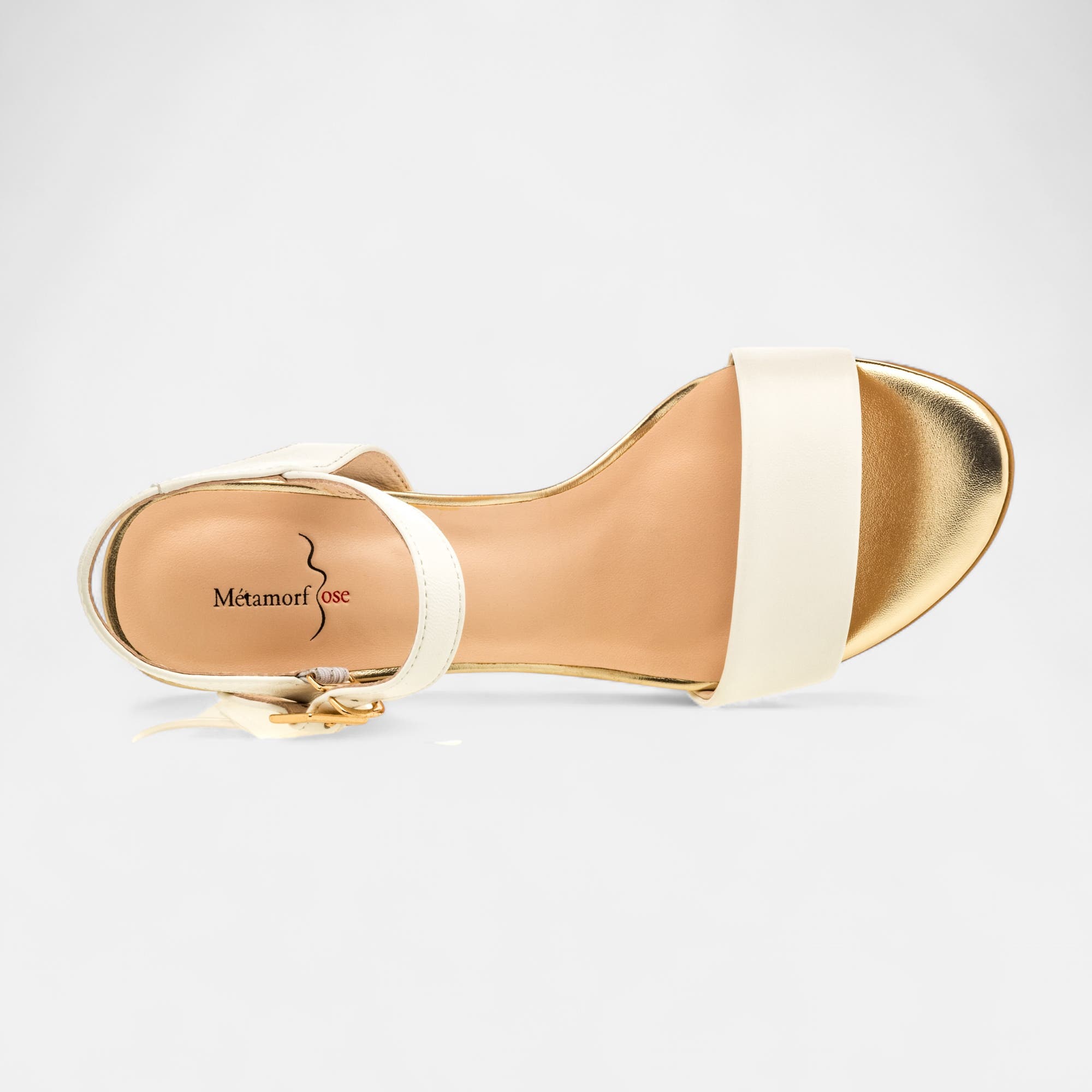 Nu-pieds à talon Femme en cuir blanc