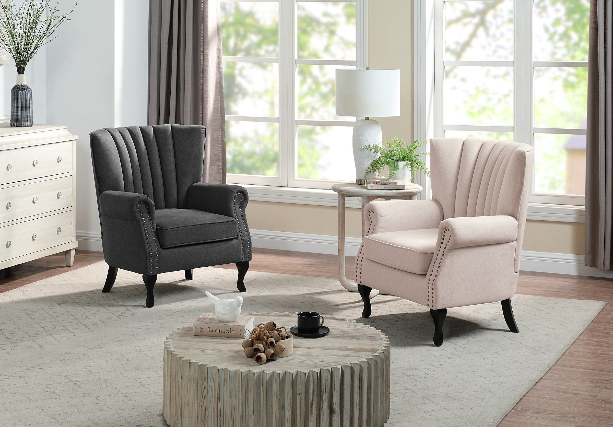 ATLANTIC home collection Sessel »TONI« modern mit Nieten und hoher Rückenlehne