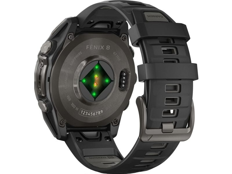 GARMIN Sportuhr Fenix 8 AMOLED Sapphire, 47 mm Schwarz/Tita GPS-Sportuhr