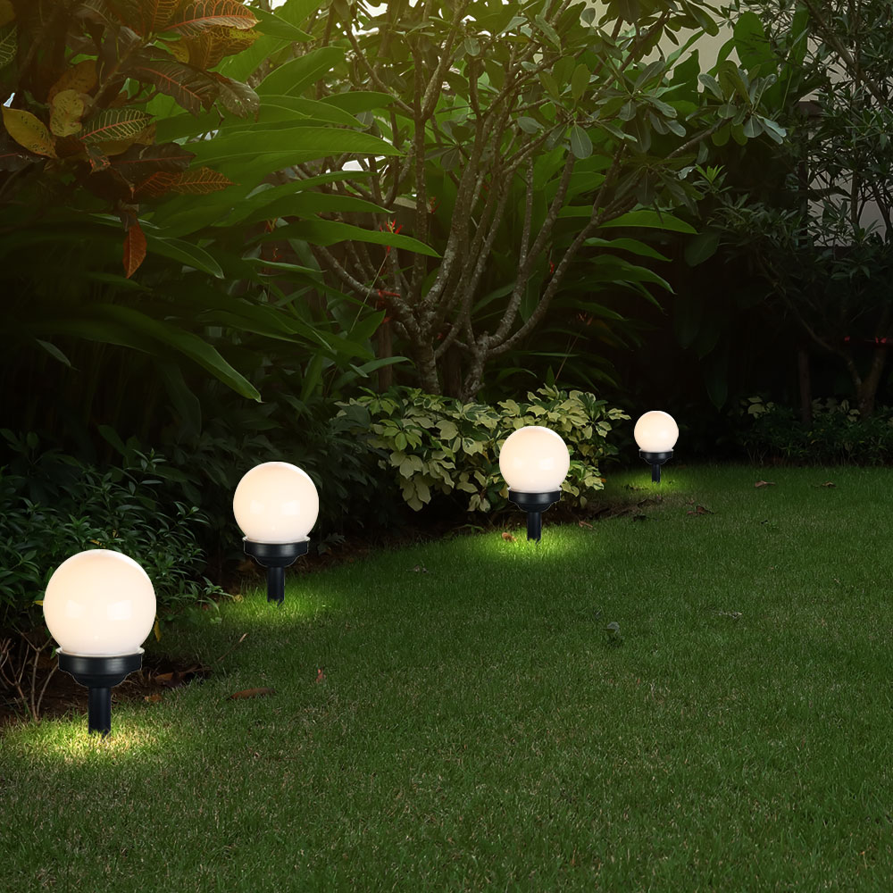 4x LED Solarkugel Stecklampen, weiß
