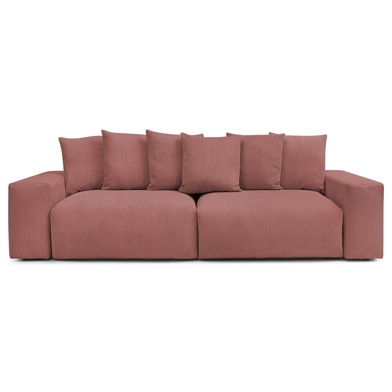 Bobochic Canapé 4 places moelleux voltaire velours côtelé rose - 320x124x75 cm