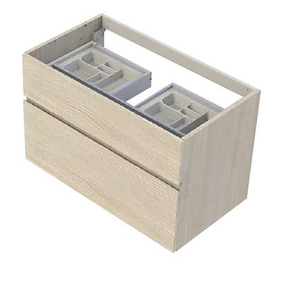 Meuble sous vasque Calao aspect chêne naturel 90 cm