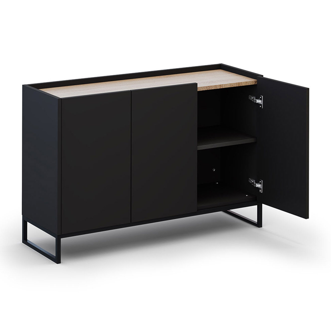 Windsor & Co Commode Helene chêne naturel/noir - 120x40x80 cm
