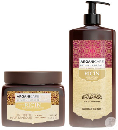 Arganicare Coffret Hair Growth Shampoing & Masque À L’Huile De Ricin Bio 2 Produits