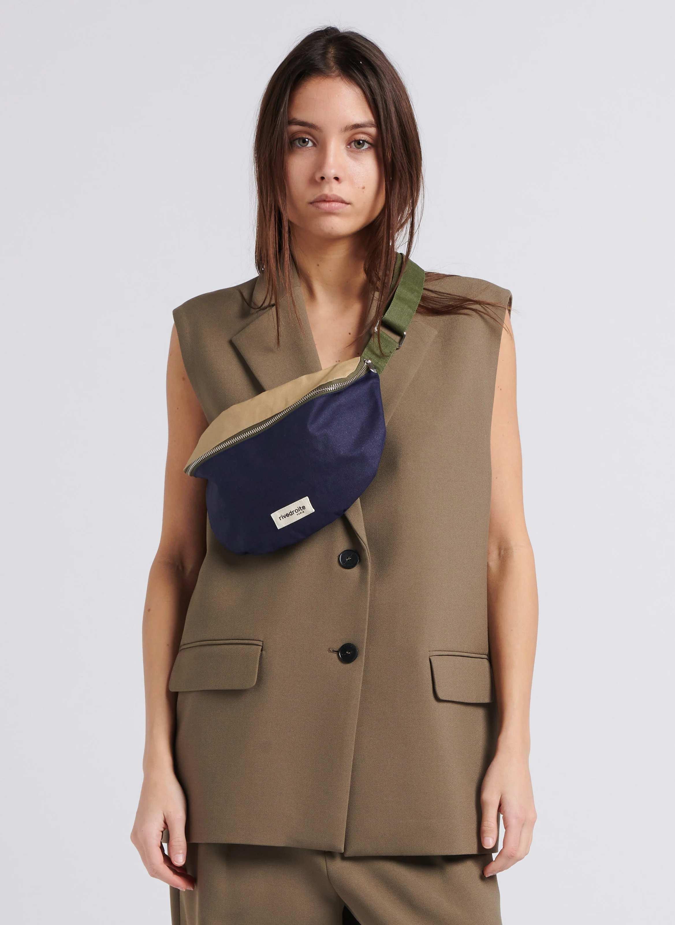 CUSTINE - Sac banane en coton recyclé imprimé | Bleu