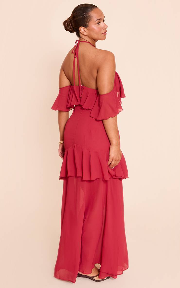 Rouge Robe Maxi En Mousseline À Nouer Shape