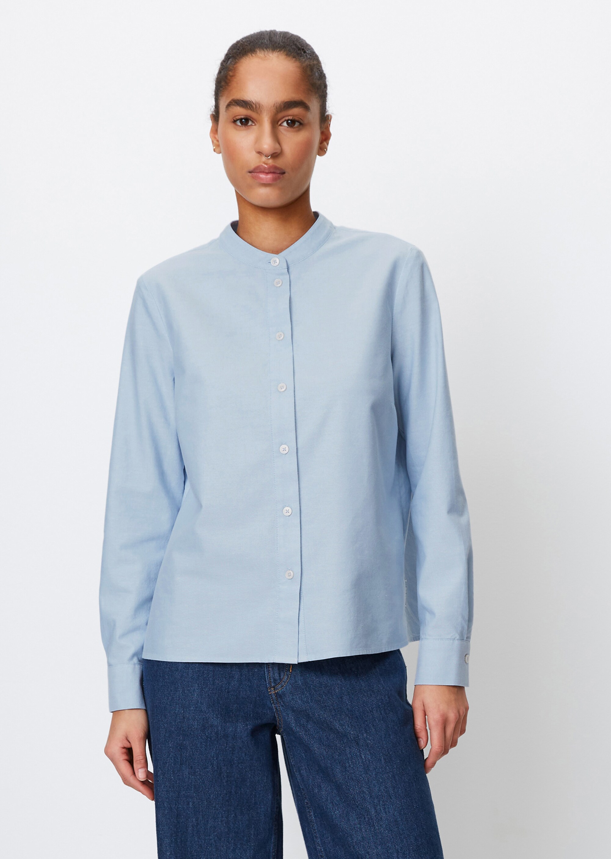 Bluse mit Falten-Detail regularaus Oxford-Qualität