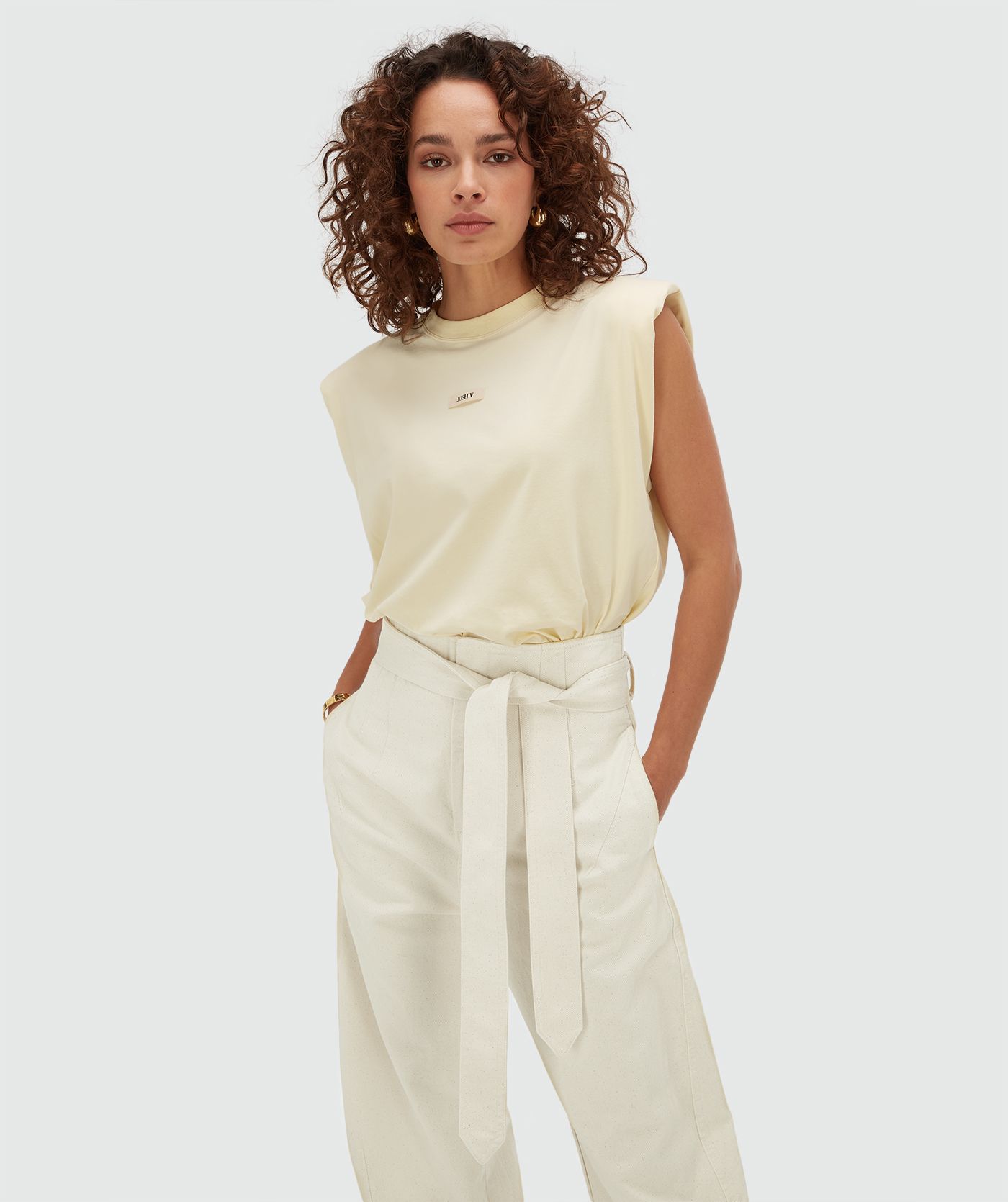 JV-SUE regular fit T-shirt met logo - butter yellow