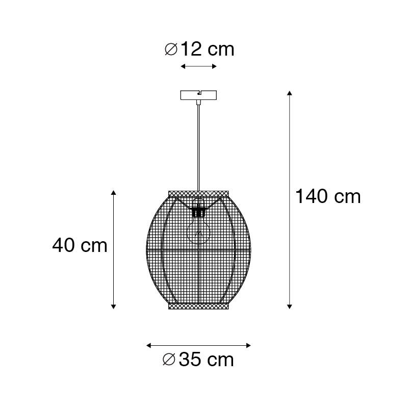 Oosterse hanglamp bruin stof 35 cm - Rob