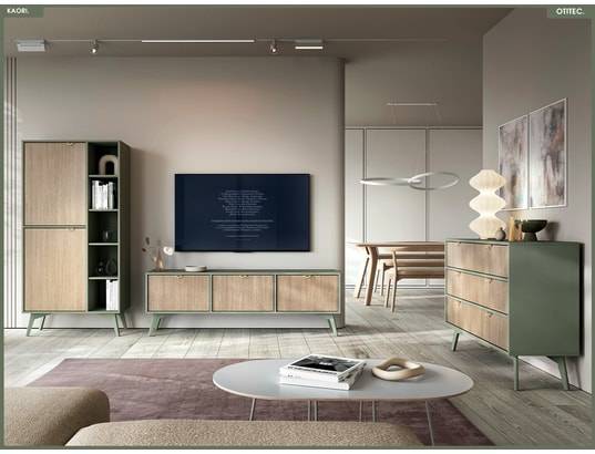 OTITEC - Commode - l.106 x h.80 x p.38 cm - 3 tiroirs - kaori - eucal...