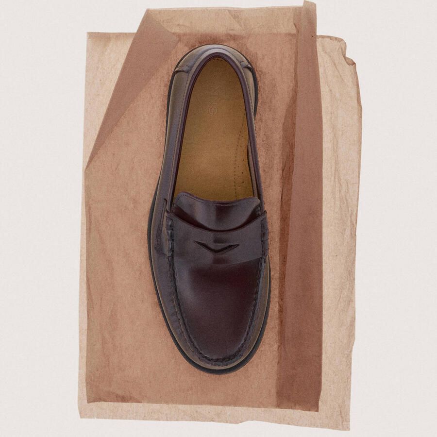 Mango Man leren loafers bordeaux
