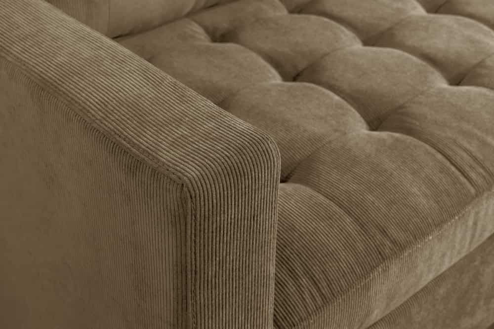 Retro Ecksofa STOCKHOLM 220cm taupe Cord Federkern 3-Sitzer