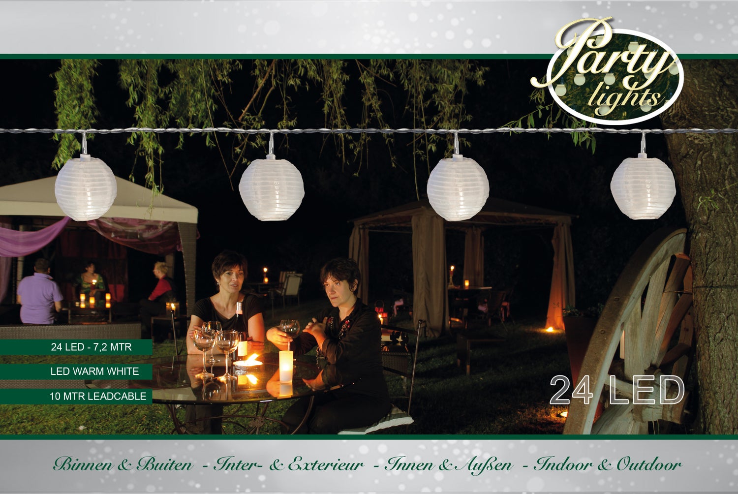 Verlichtingssnoer 24 lampionnen wit