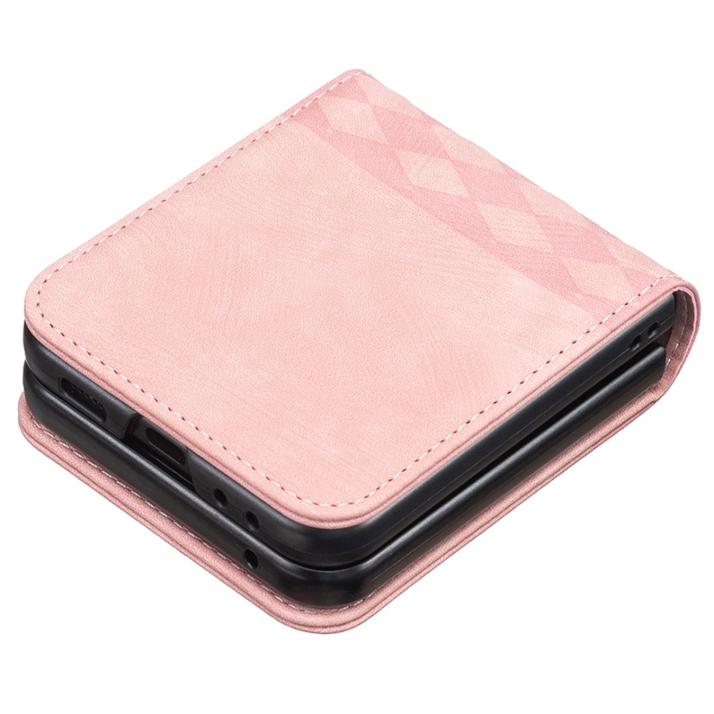 Samsung Galaxy Z Flip7 FE / Z Flip6 Leder Hardcase Schutzhülle Rauten Muster - Rosa