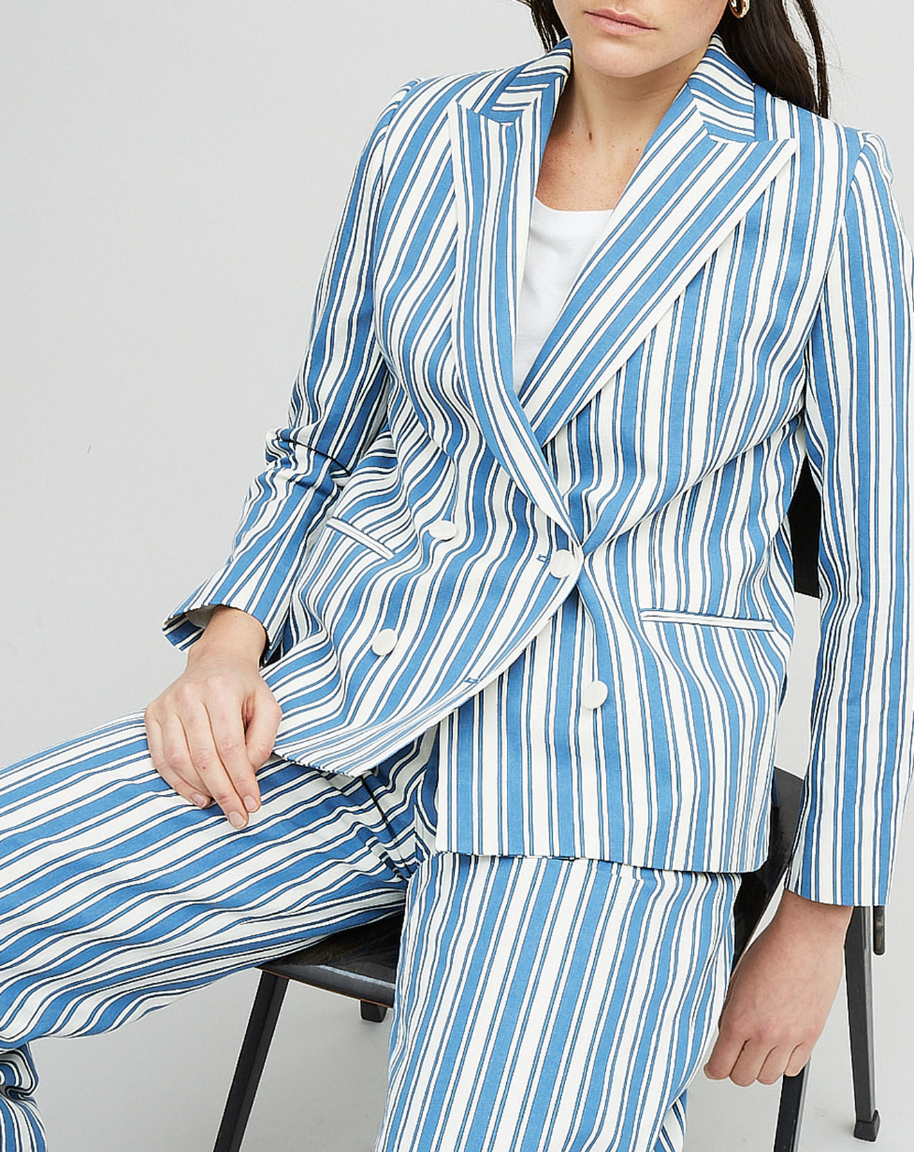 Chloé Stora Veste en Coton & Lin Vanille bleue