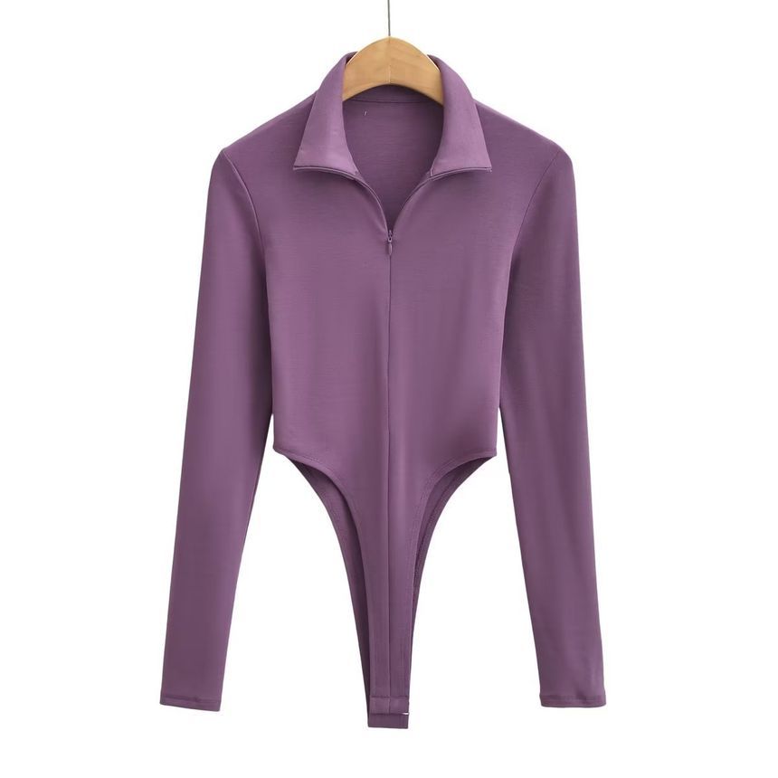 Osion - Bodytop met lange mouwen, nephals en rits