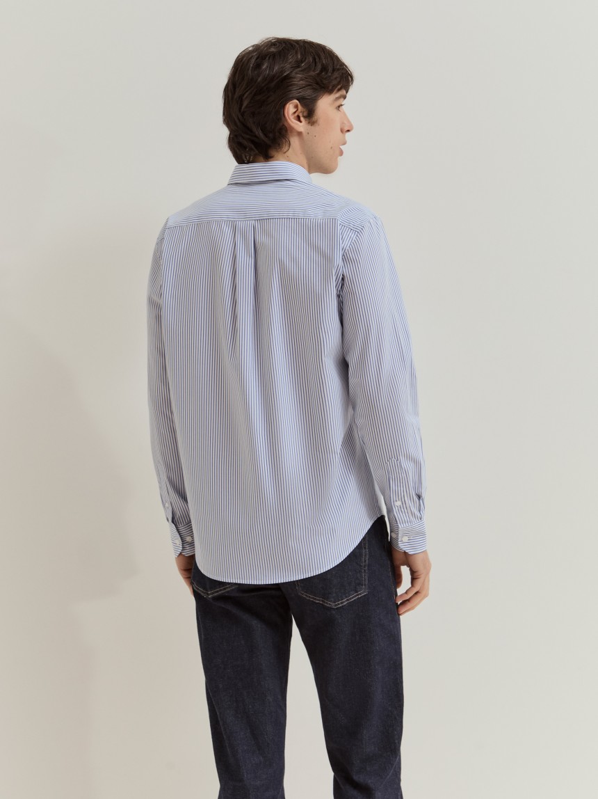Camisa às riscas em algodão