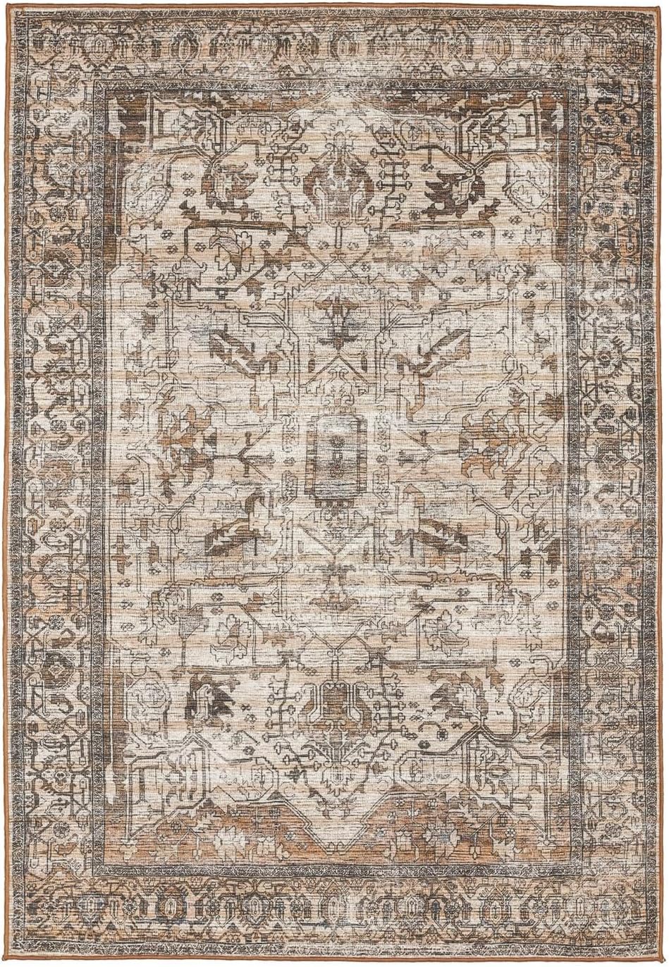 RugVista Oxana Oriental, Teppich, Moderne Teppiche, 230 x 160 cm, Rechteckig, Mittlerer Stapel, Wohnzimmer, Schlafzimmer, Maschinenwäsche, Oeko_tex_100, Braun/Beige