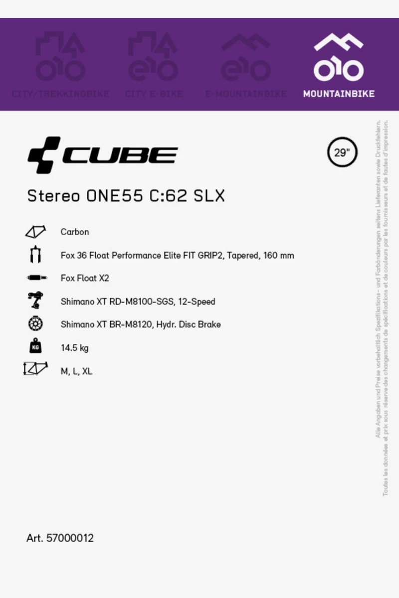 CUBE Stereo ONE55 C:62 SLX 29 Mountainbike 2023