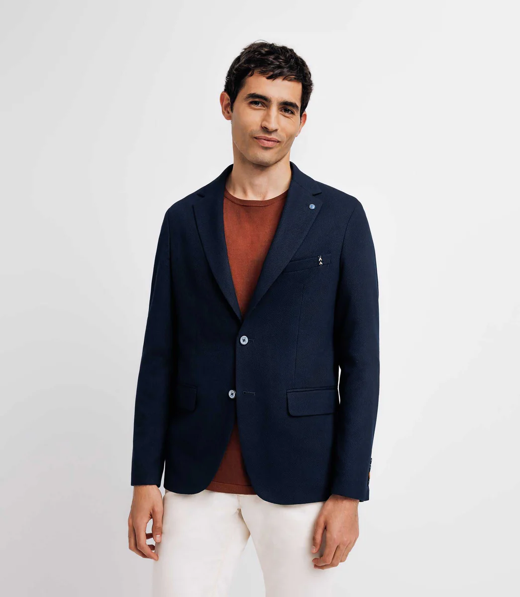 Veste casual à coudière marine