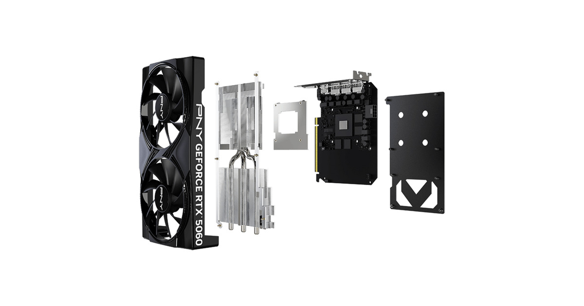 PNYGeForce RTX 5060 Dual Fan OC grafische kaart  (DLSS 4, 3x DisplayPort, 1x HDMI 2.1)
