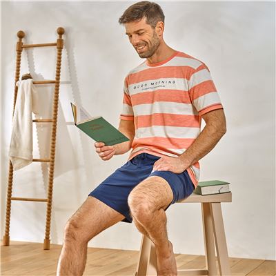Pyjama short homme rayé