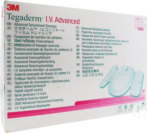 3M Tegaderm I.V. Advanced Pansements Transparents 8,5x11,5cm Pièces 50 (1685)