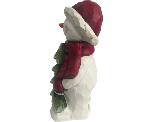 Decoratieve lantaarn sneeuwpop Lafiora mineraalsteen 17 x 14,5 x 33 cm witgroen