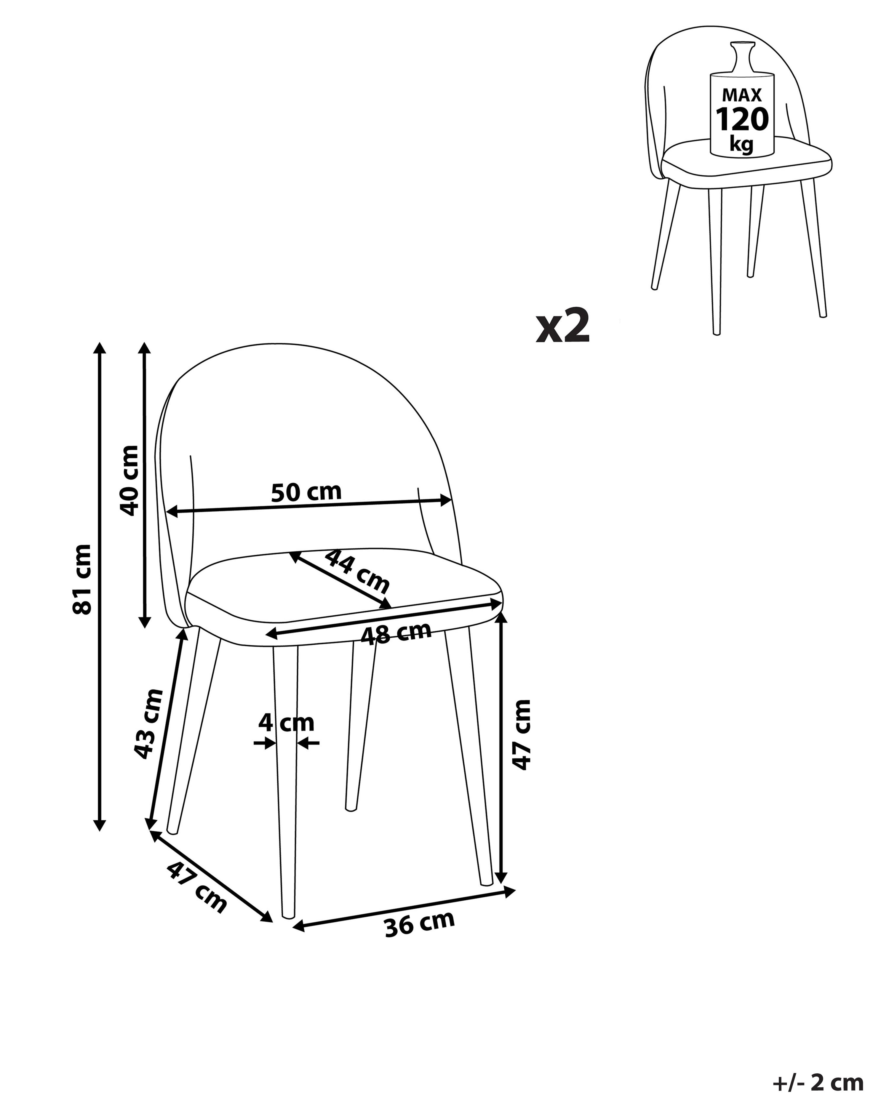 Set van 2 eetkamerstoelen VISALIA Fluweel Mintgroen