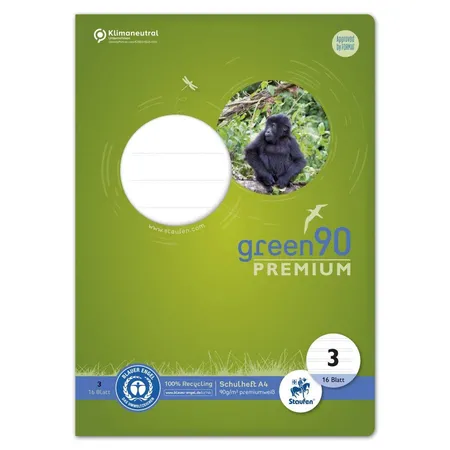 Staufen Green Schulheft Lin3 A4 16 Blatt 90g/qm 21 Doppellinien