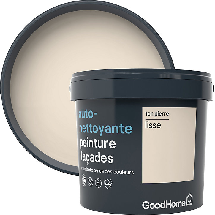 Peinture extérieure façade autonettoyante Premium GoodHome ton pierre 5L