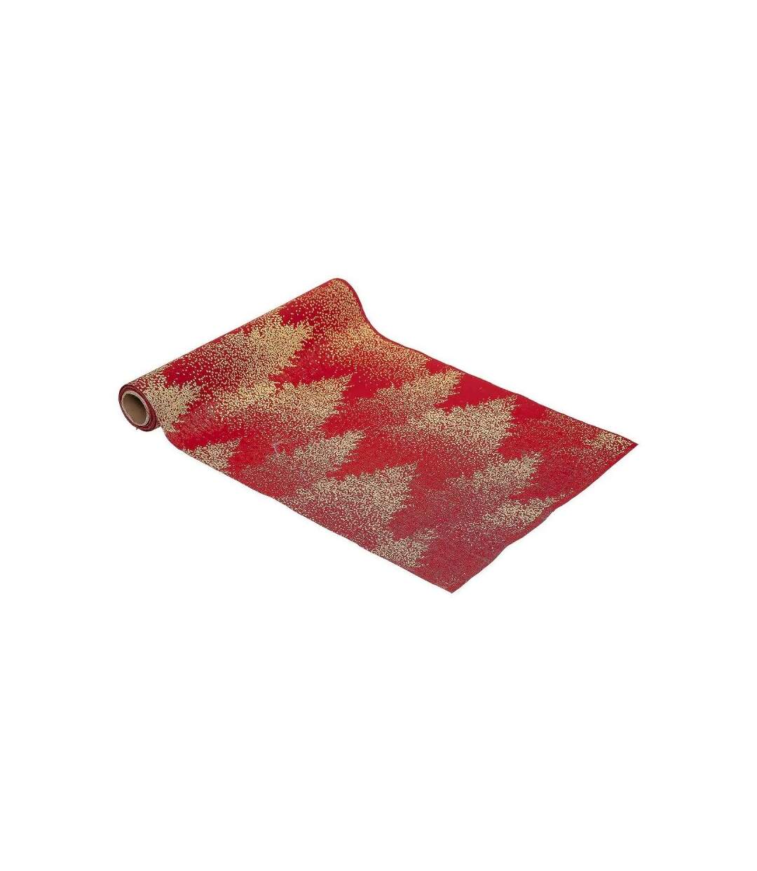 Chemin de Table Sapin Paillettes 28x300cm Rouge