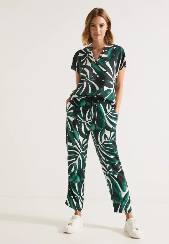 Loose Fit Hose mit Print - lagoon green