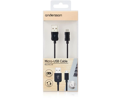 Andersson Micro-USB Cable 1m Black 2.4A