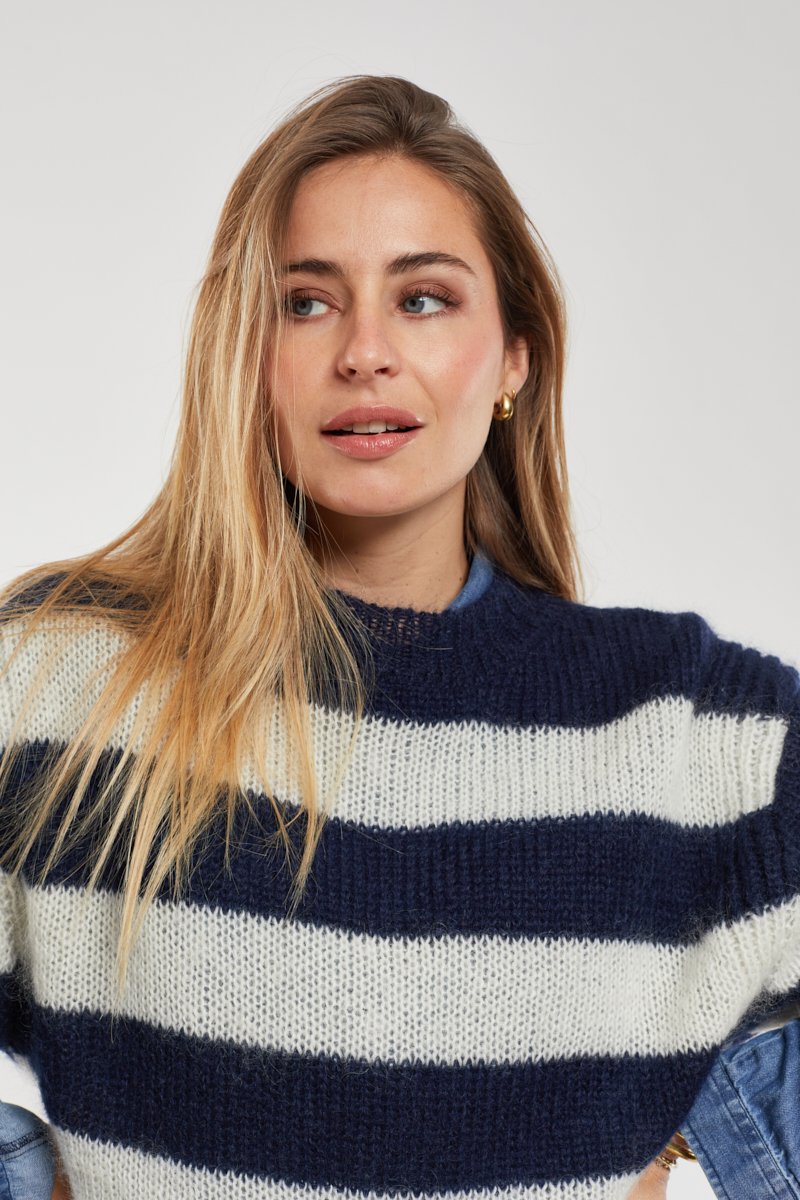 Pull rayé - mohair et mérinos