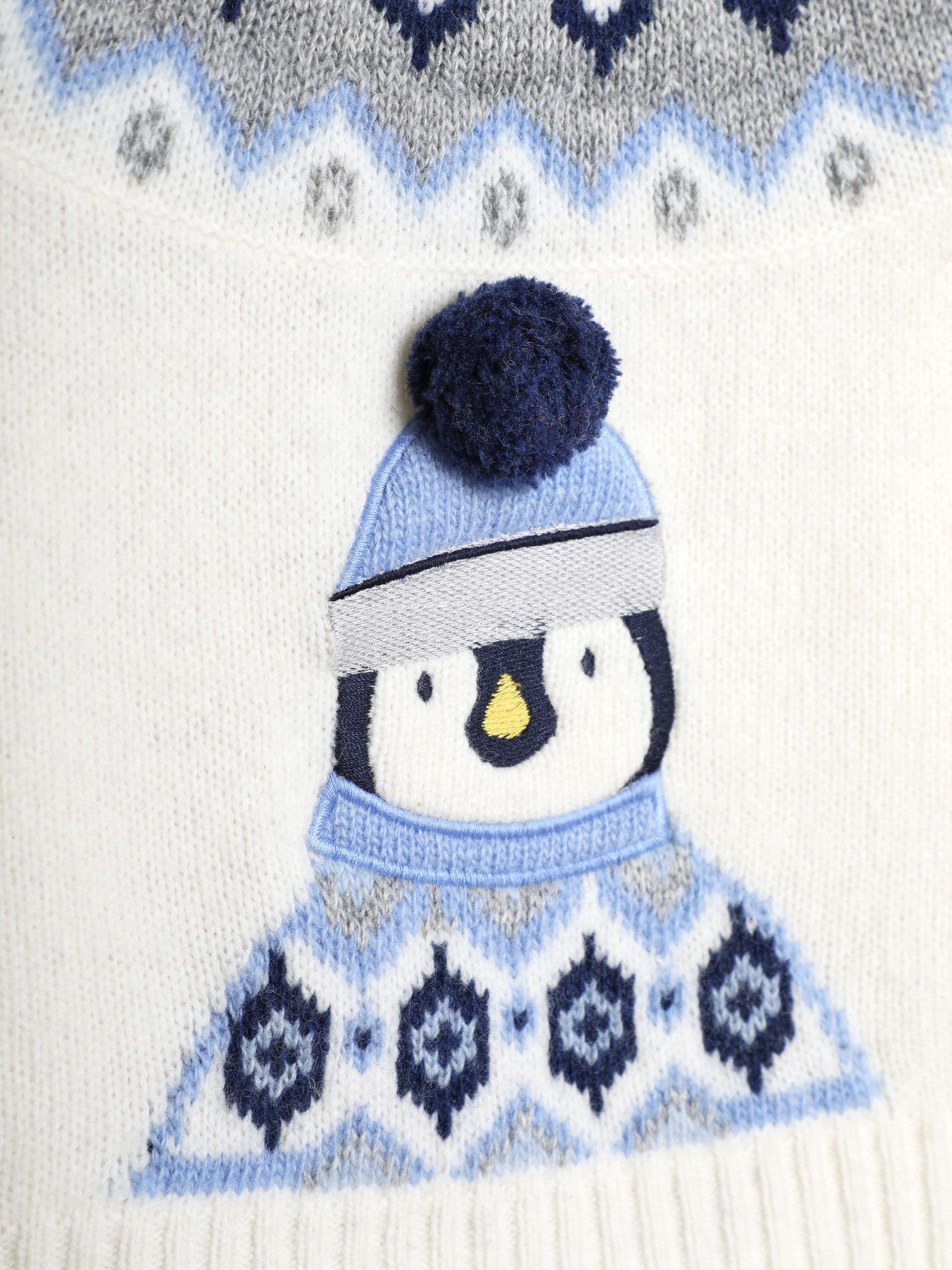 JoJo Maman Bébé Kersttrui met pinguïn-fair isle-patroon