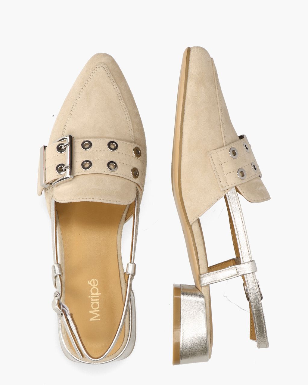 Maripé Gaia-Ma Ecru/Goud Dames Slingbackpumps