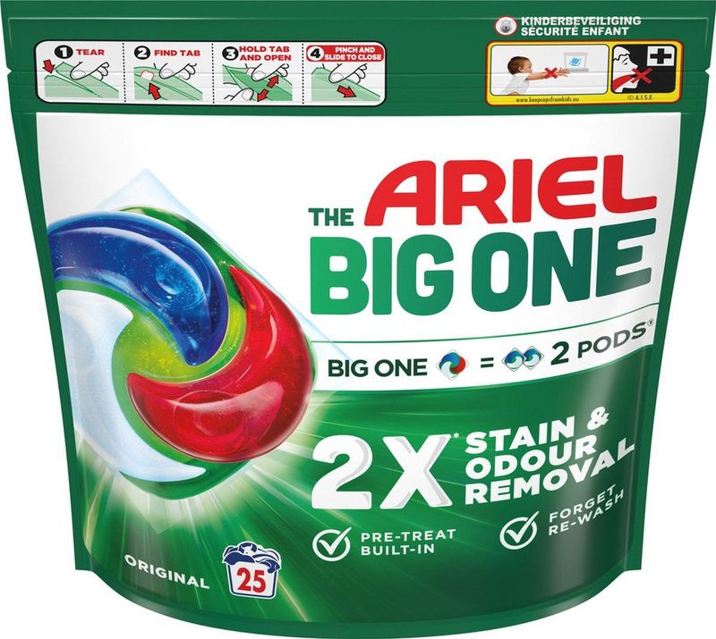 Ariel - The Big One Pods - Vloeibaar Wasmiddel - Original - 24 Capsules