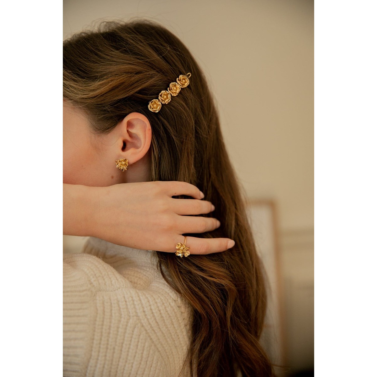 mini barrette fleurs plaqué argent - AGLAÉ