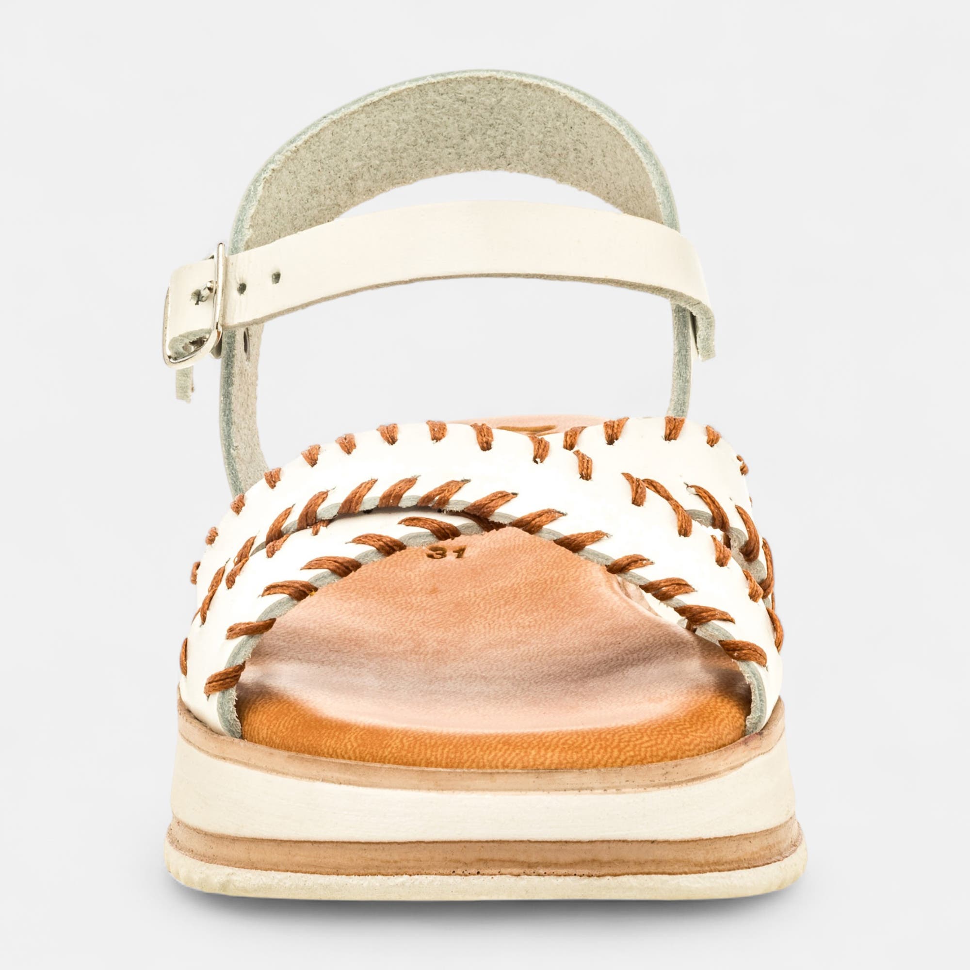 Nu-pieds Fille en cuir blanc