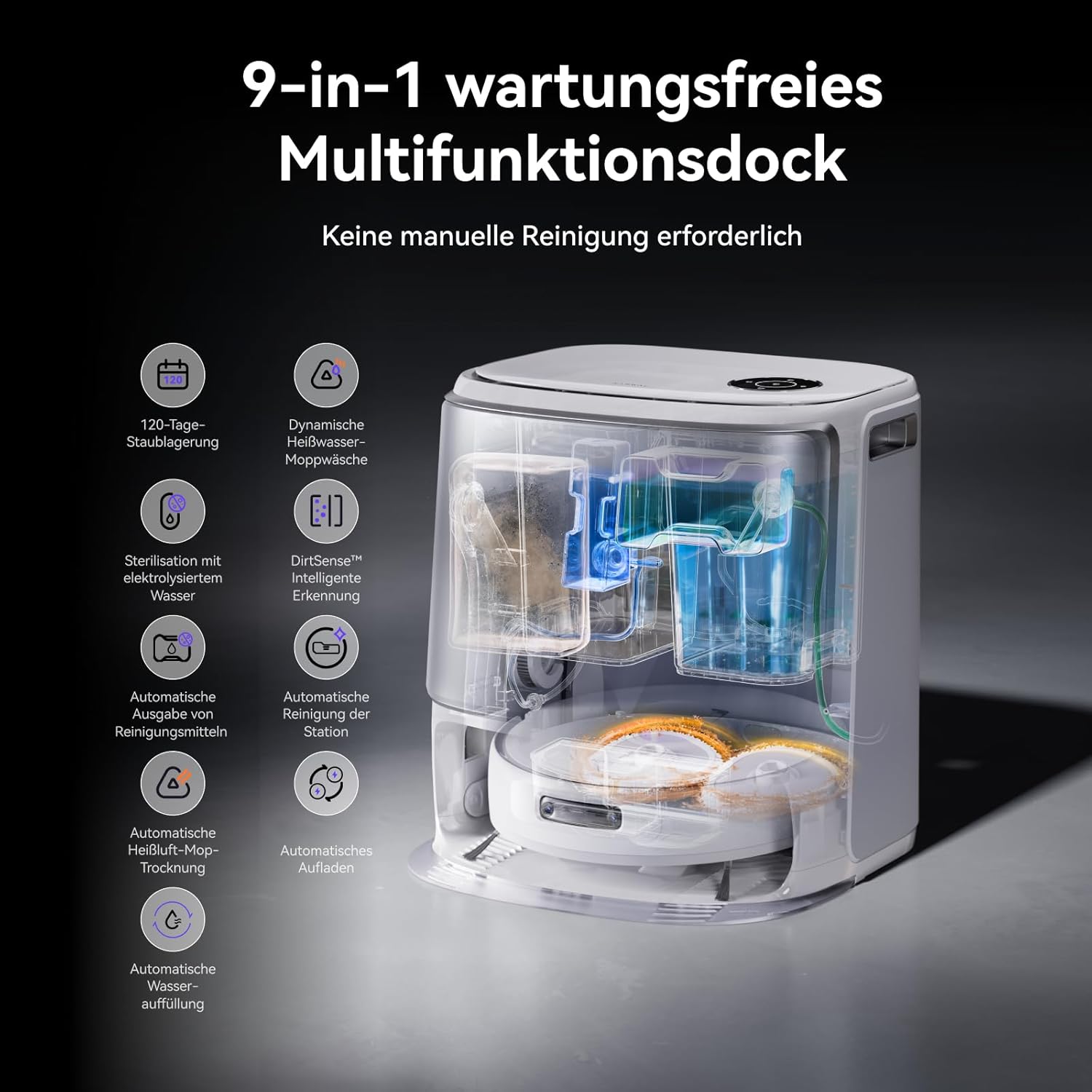 NARWAL Freo Z10 Ultra Saugroboter mit Wischfunktion, 18.000Pa Saugleistung, Dynamische Moppausdehnung, Tangle-Free System, Intelligente Nass-Trocken-Reinigung, All-in-One-Basisstation