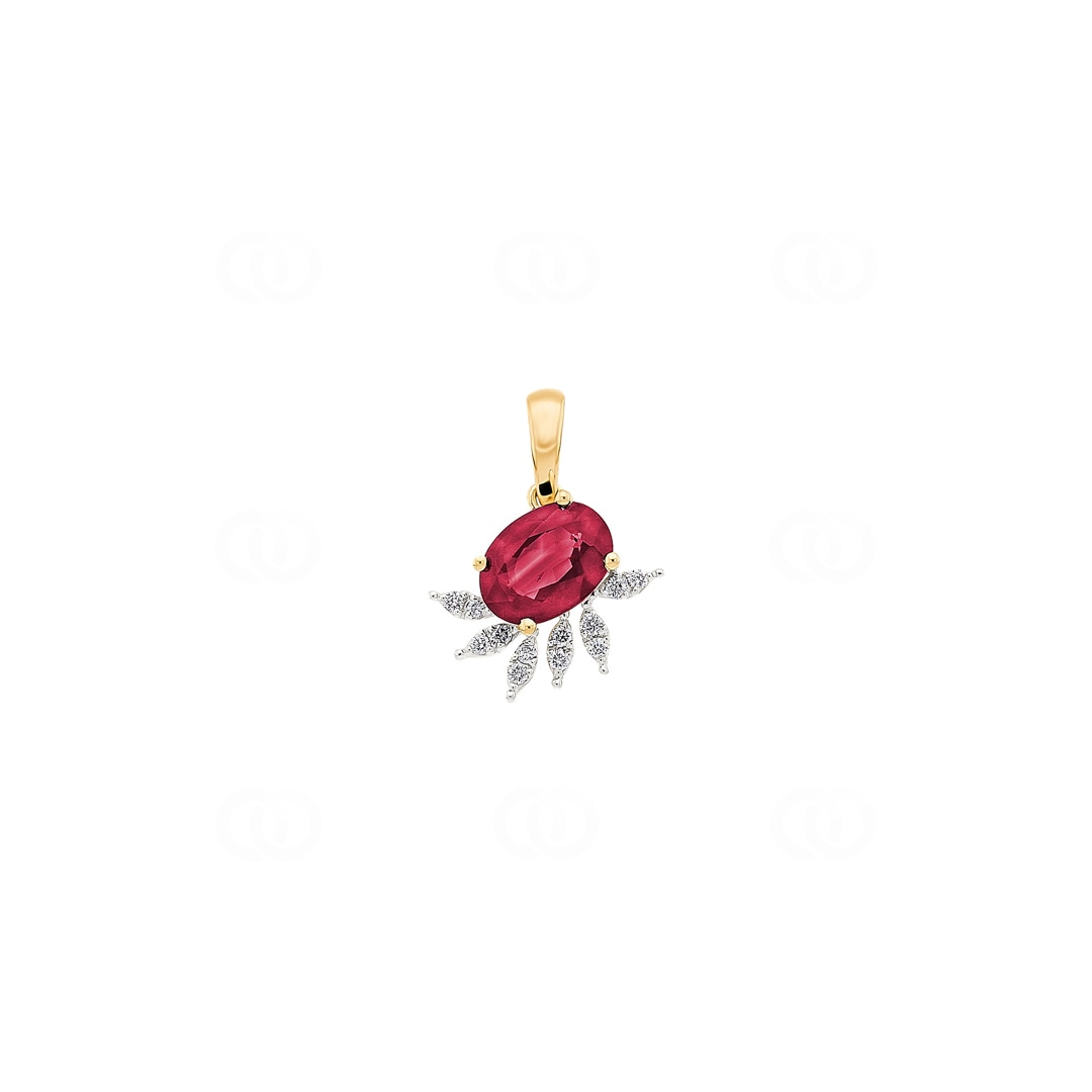 Anhänger 750/18 K Gelbgold mit Rubin & Diamanten 0.05 ct H/si