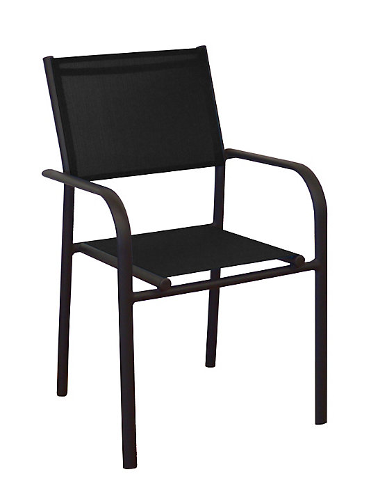 Fauteuil de jardin Proloisirs Duca en aluminium - Coloris châssis graphite, assise noire - Hauteur 87 cm
