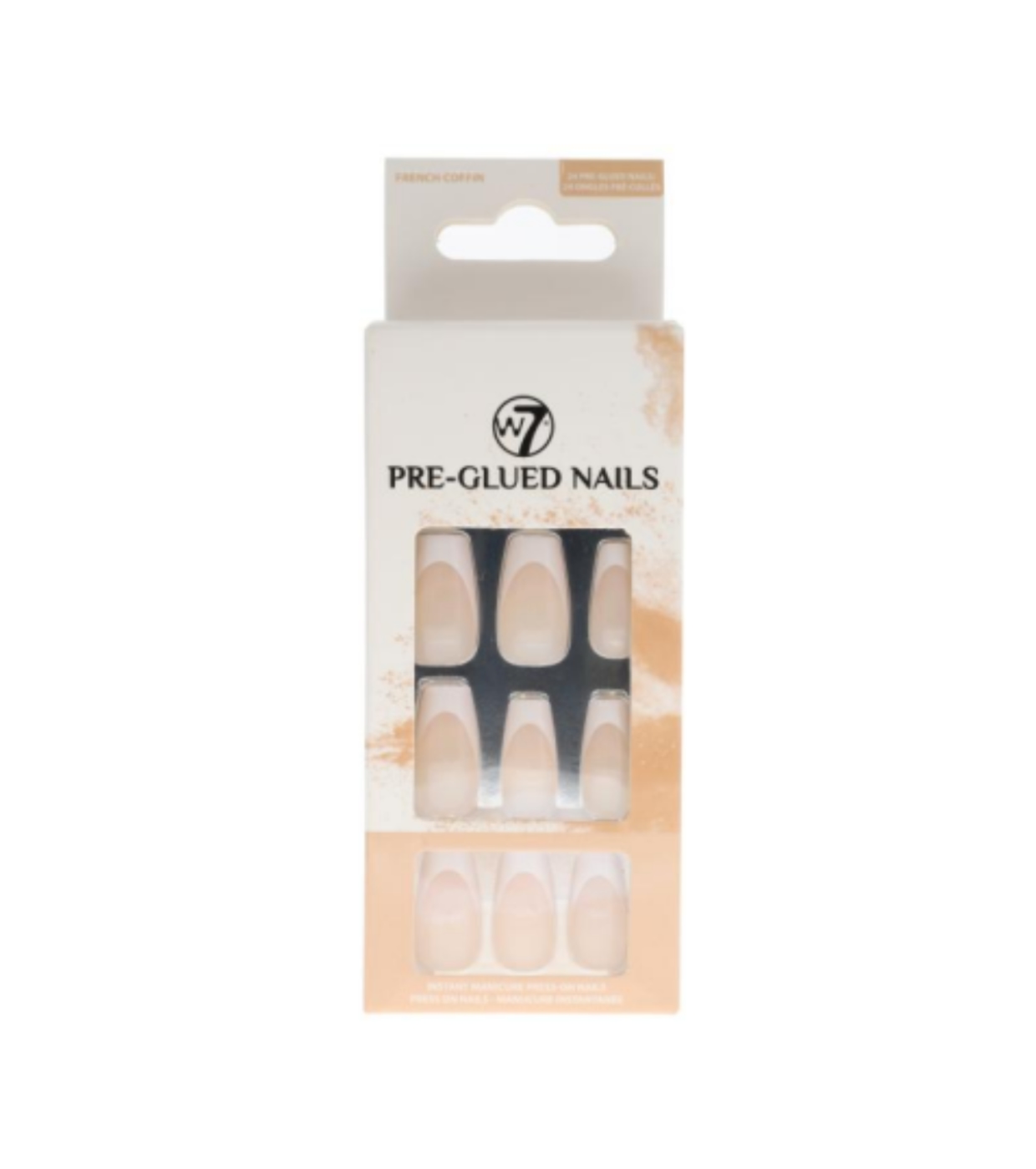 W7 - Unhas postiças Pre-Glued Nails - French Coffin