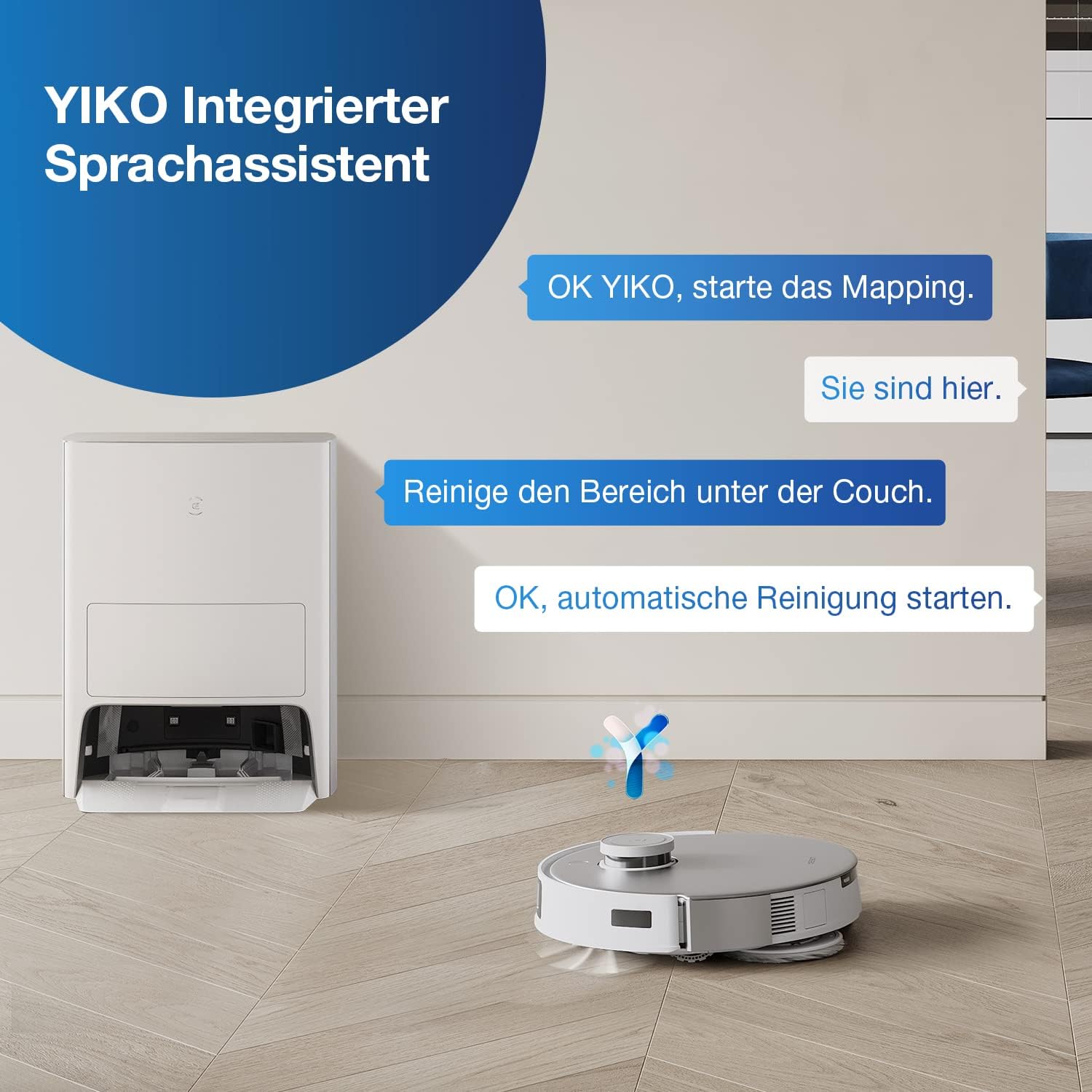 ECOVACS DEEBOT T20 Omni 6000Pa Saugroboter, Auto-Mopp-Hebefunktion, Heißwasser-Mopp-Wäsche und Mopp-Trocknung, selbstentleerend, rotierende Wischpads