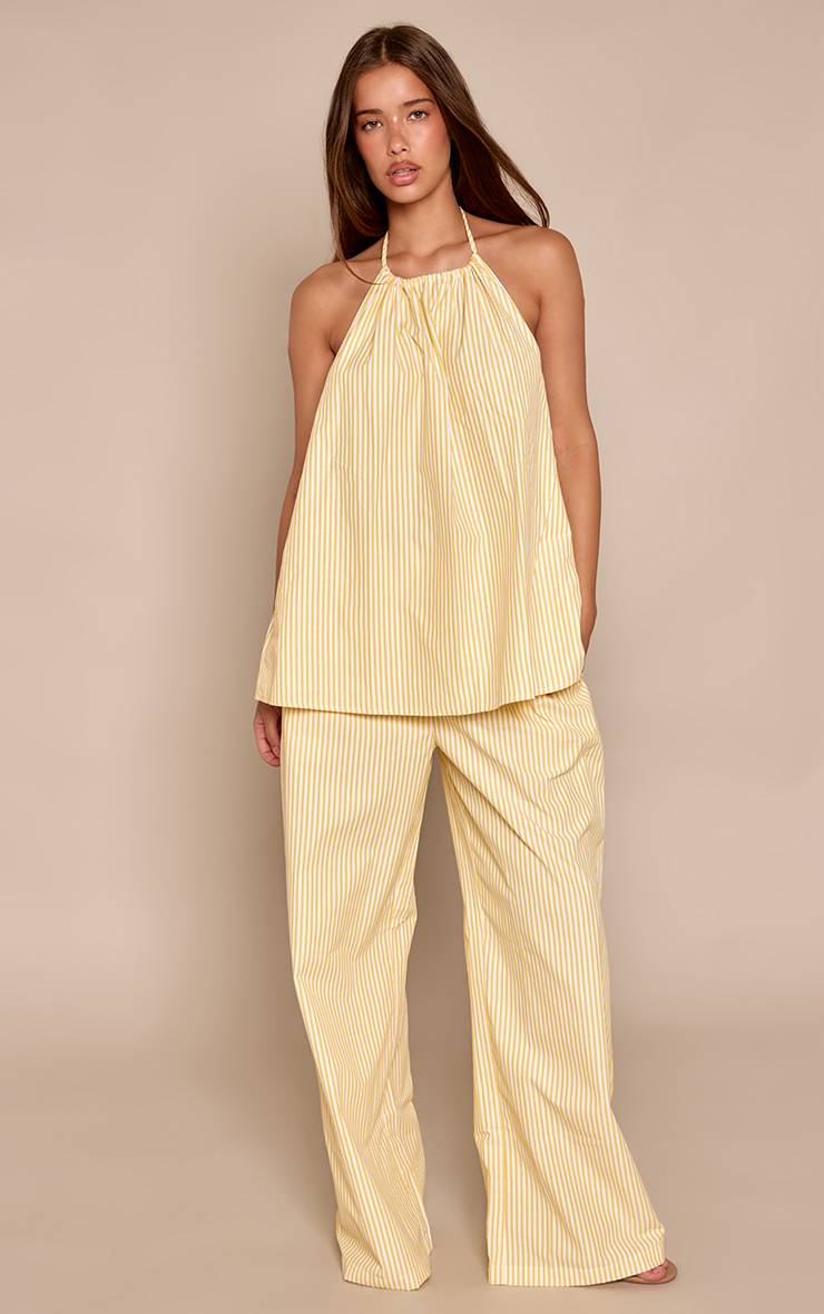 Jaune Pantalon Ample À Rayures Ensemble Coordonné