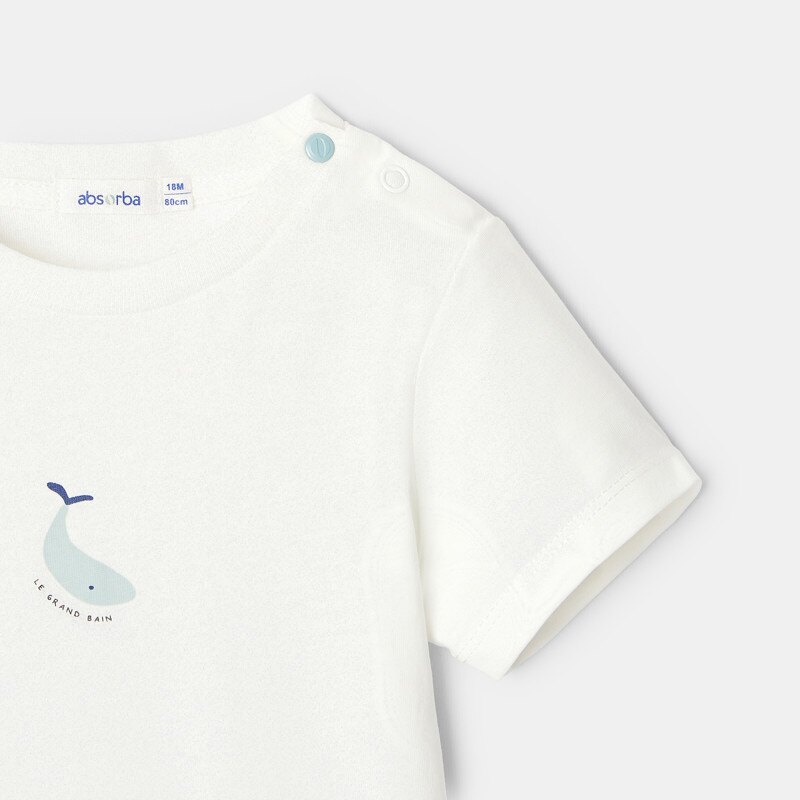 T-shirt manches courtes en coton bio bleu mixte Absorba Bleu